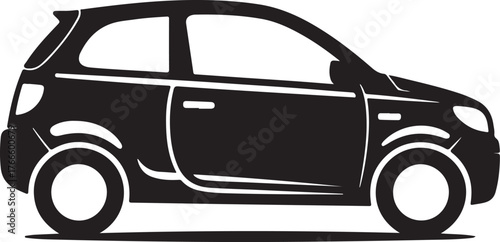 Compact Car Illustration: Automotive City Vehicle Hatchback Silhouette Automobile