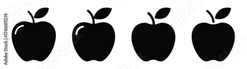 apple minimal flat icon set, black color and white background