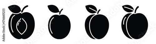 apricot minimal flat icon set, black color and white background