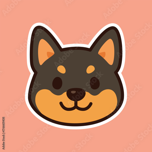 Alert Rottweiler or Doberman Dog Head Sticker with Black and Tan Colors