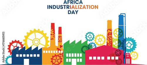 Africa industrialization day illustration with modern factory building