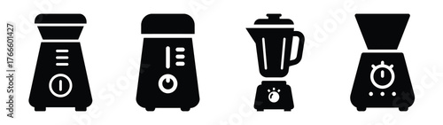 blender minimal flat icon set, black color and white background