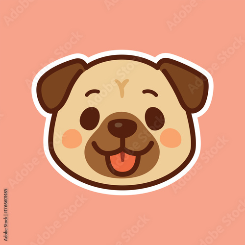 Adorable Fawn Pug or French Bulldog Head Sticker with Big Eyes