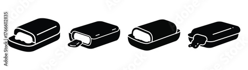 butter minimal flat icon set, black color and white background