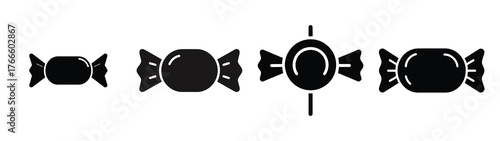 candy minimal flat icon set, black color and white background