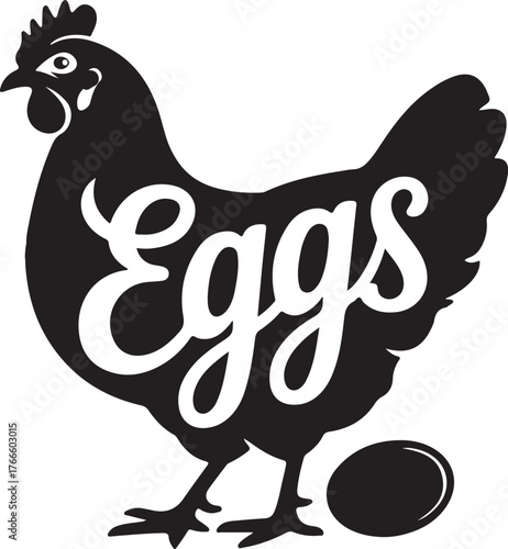 Chicken With Eggs Silhouette: Farm Fresh Design Celebrating Poultry and its Products