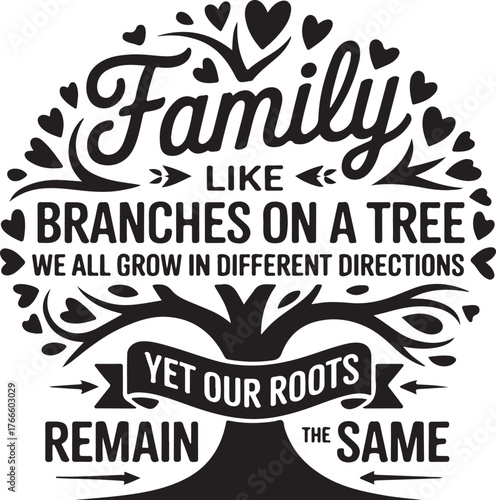 Family Like Branches on a Tree Artwork: Silhouette of Relationships, Growth and Roots