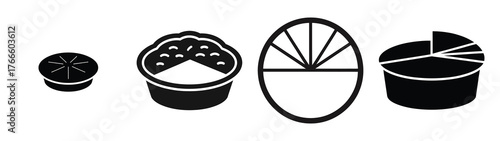 cupcake minimal flat icon set, black color and white background