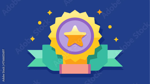 A virtual badge or award icon highlighting achievements during the conference.