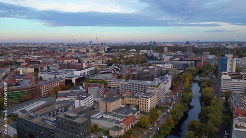 Wallpaper Mural Berlin cityscape with Spree river, Tv Tower. Nice aerial view flight drone Torontodigital.ca