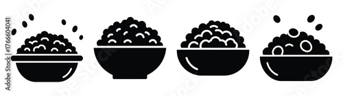 granola minimal flat icon set, black color and white background