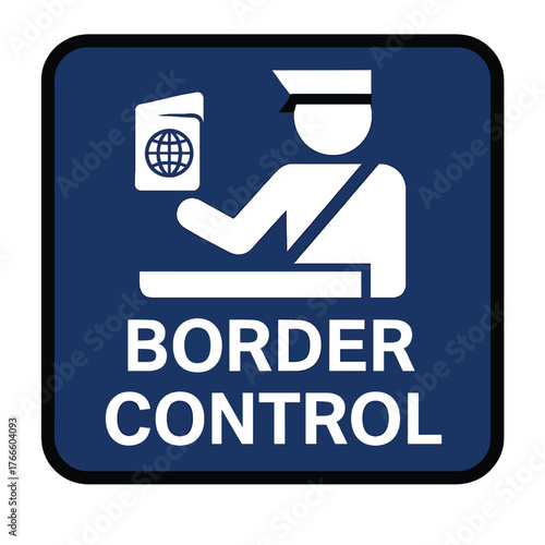 Border control icon passport inspection security checkpoint officer stamp travel document