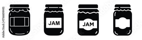 jam jar minimal icon set, black color and white background