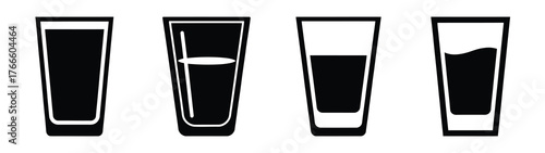 juice glass minimal icon set, black color and white background