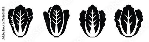 lettuce minimal flat icon set, black color and white background