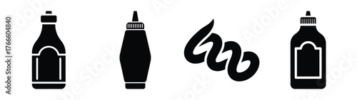 mayonnaise minimal flat icon set, black color and white background