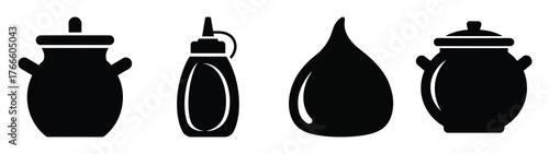mustard minimal flat icon set, black color and white background
