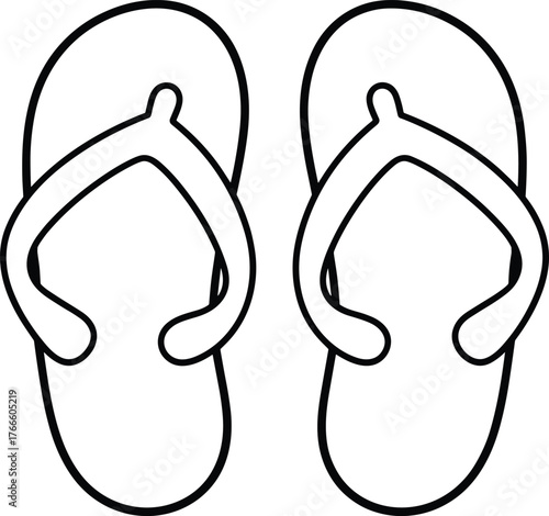Flip-flop illustration, summer footwear drawing, beach sandals artwork, casual shoes, lifestyle design, fashion accessory, vector, outline, footwear, vacation