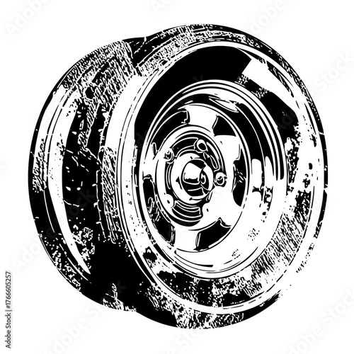 Tire track reveals motion on asphalt