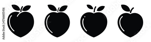 peach minimal flat icon set, black color and white background