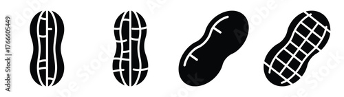 peanut minimal flat icon set, black color and white background