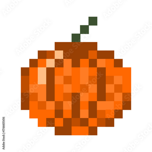 Pixel vector Pumpkin isolated transparent background. Perfect Pixel Pumpkin for happy Thanksgiving day Autumn poster banner decor. EPS 10