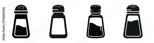 salt shaker minimal icon set, black color and white background