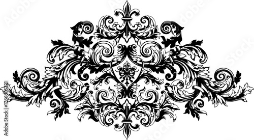 Elegant ornate flourish design adds sophisticated vintage charm to invitations, stationery, and decorative projects.