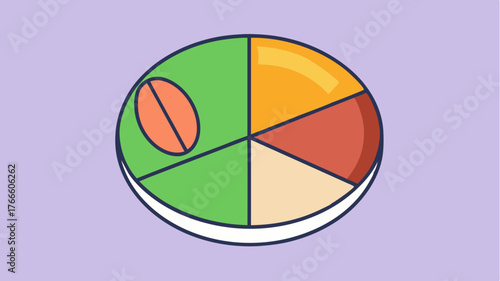 A pie chart representation of nutrient intake for the day colored by macro categories proteins fats and carbohydrates.