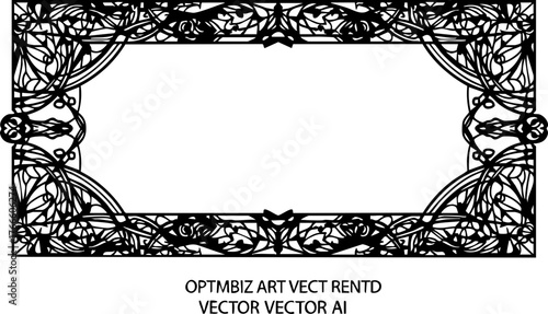 Exquisite ornate decorative frame with intricate floral art nouveau patterns, perfect for elegant invitations and premium branding projects.