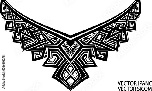 Elegant black tribal necklace design abstract motif with intricate geometric patterns for fashion apparel and accessories