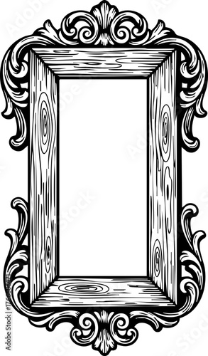 Intricate antique ornate picture frame design evoking timeless elegance and classic artistry for sophisticated decor and vintage projects.