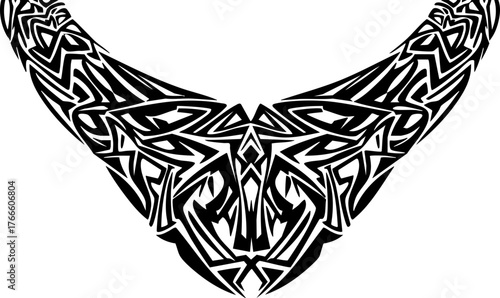 Bold tribal tattoo design with intricate black linework creates a powerful statement of individuality and strength for modern body art.