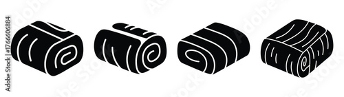 spring roll minimal icon set, black color and white background