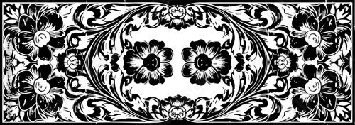 Elegant black and white floral scrollwork design adds timeless beauty and sophisticated vintage charm to any creative project