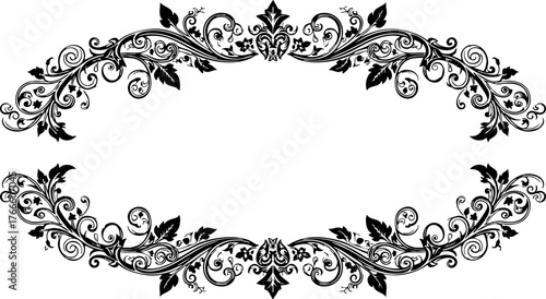 Elegant decorative scrollwork flourishes with intricate floral and leaf motifs, perfect for classic design projects and sophisticated invitations.