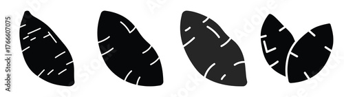 sweet potato minimal icon set, black color and white background