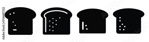 toast minimal flat icon set, black color and white background