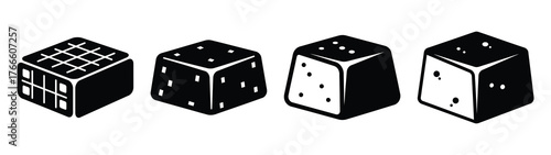 tofu minimal flat icon set, black color and white background