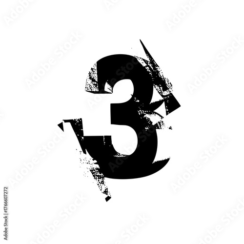 Number Three Explodes with Energy in Abstract Design