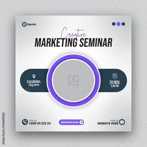 Conference invitation Social Media Post banner or online  webinar social media post design for business