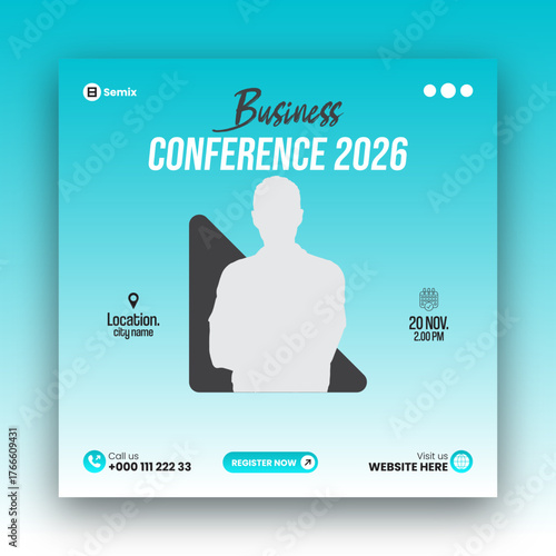 Conference invitation Social Media Post banner or online  webinar social media post design for business