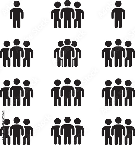 Silhouettes of People Group Together as Concept of Teamwork and Community