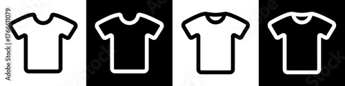 Set of t shirt icons in simple outline and filled styles. Vector illustration showing minimal clothing symbols for fashion, laundry and design concepts