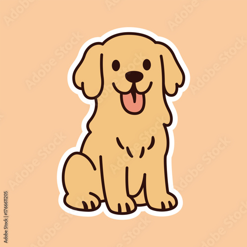Smiling Golden Retriever Dog Sticker Sitting Happily