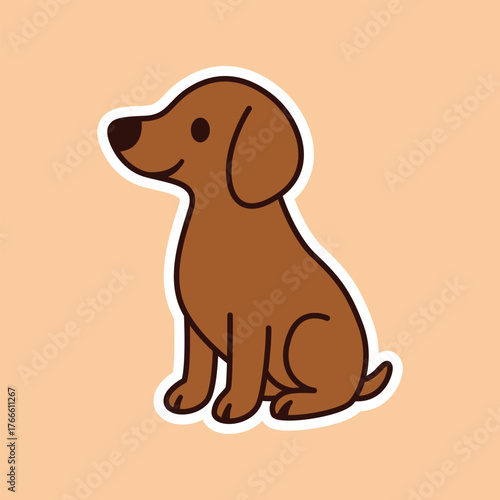 Small Brown Dachshund or Sausage Dog Sticker Sitting