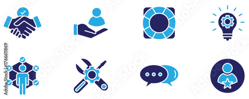Online Assistance and Service Icons for Business Banner	