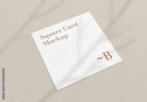 Square Card Mockup with Shadow Overlay Effect