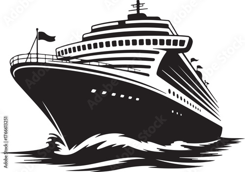  
        Modern Cruising Ship silhouette vector illustration. 