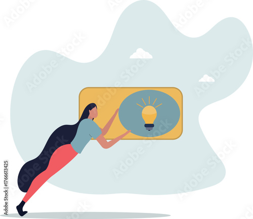 Turn on new idea, solution or innovation to solve problem, enable knowledge or creativity, toggle lightbulb idea invention,life and employment of people.